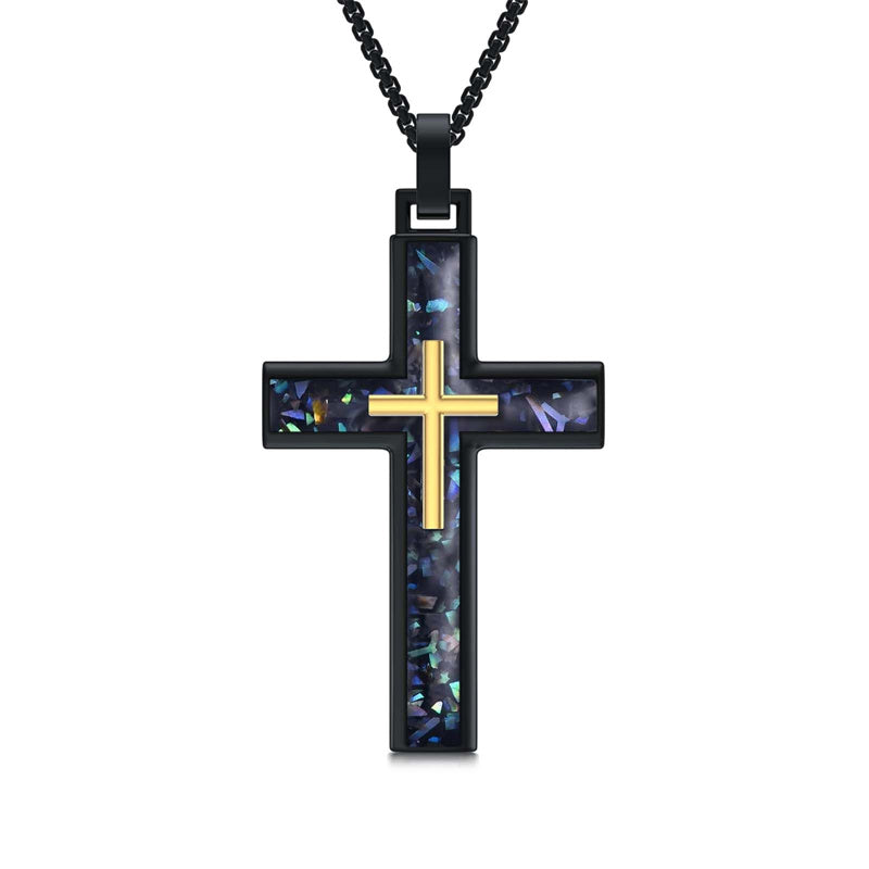 Sterling Silver Cross Religious Necklace for Men