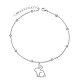 Rabbit Anklet for Women S925 Sterling Silver Adjustable Foot Chain Ankle Bracelet Anklets Jewelry