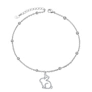 Sterling Silver Cat Birthstone Single Layer Anklet
