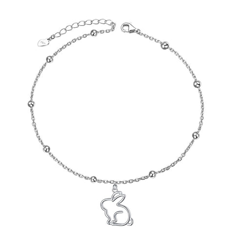 Rabbit Anklet for Women S925 Sterling Silver Adjustable Foot Chain Ankle Bracelet Anklets Jewelry