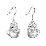 Black Cat Earrings for Girls 925 Sterling Silver  Dangle Earrings Dragon Leverback Earrings Cute Animal Jewelry Gift for Women