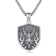 Phoenix Necklace 925 Sterling Silver Phoenix Nirvana Pendant Phoenix Bird Shield Jewelry Gifts for Men Boy