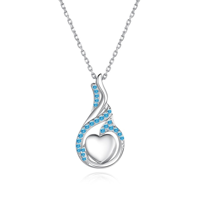 Sterling Silver Heart Shape Tear Dangle Urn Necklace for Ashes