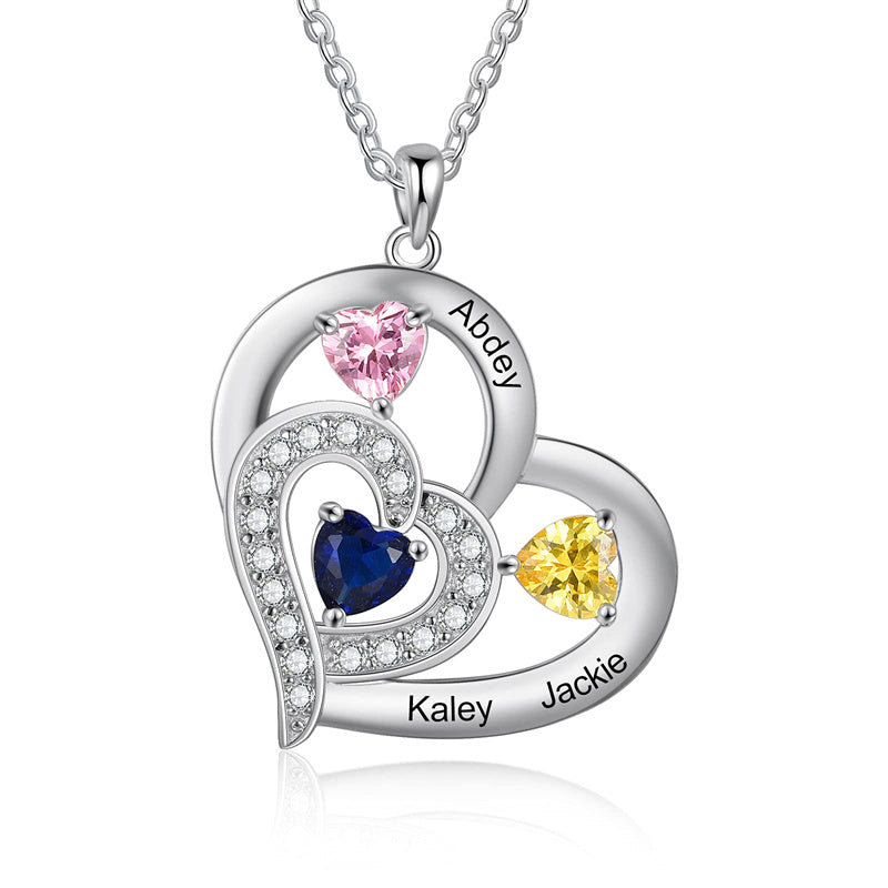 Sterling Silver Personalized Name Birthstone Mothers Necklace for Women