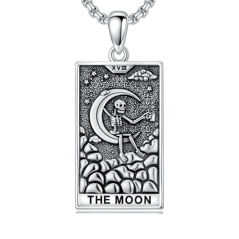 Sterling Silver Lovers Hierophant Magician Three of Swords Wheel of Fortune SkeletonTarot Card Pendant Necklace