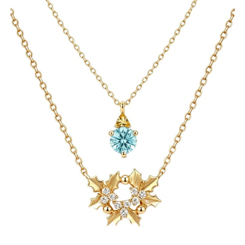 14K Gold Birthstone Birth Flower  Pendant Necklace Birthday Jewelry Gifts for Women