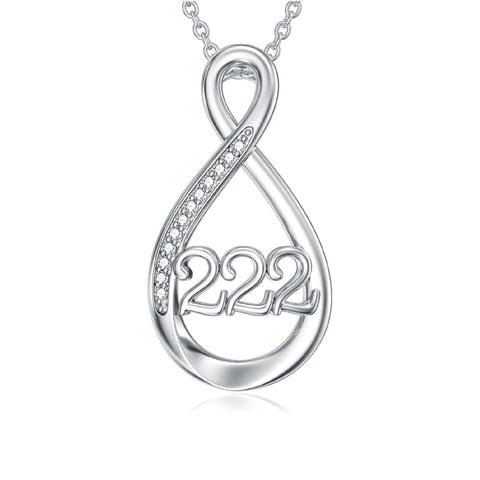Sterling Silver 111 222 333 444 555 777 888 999 Infinity Angel Number Pendant Necklace