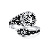 Sterling Silver Wolf Adjustable Spoon Ring