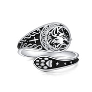 Sterling Silver Wolf Adjustable Spoon Ring