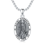 Sterling Silver Amulet Medal  St Sebastian Saint Christopher Viking Deer Pendant Necklace