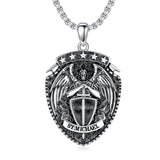 Saint Michcel Necklace 925 Sterling Silver Amulet Medal Jewelry for Men Women with 2.5mm 22"+2" Rolo Chain (with Gift Box)