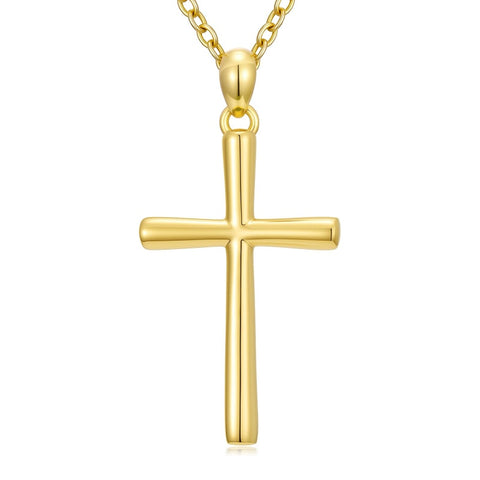 14K Gold Plated Cross Pendant Necklace Faith Jewelry Gift for Women