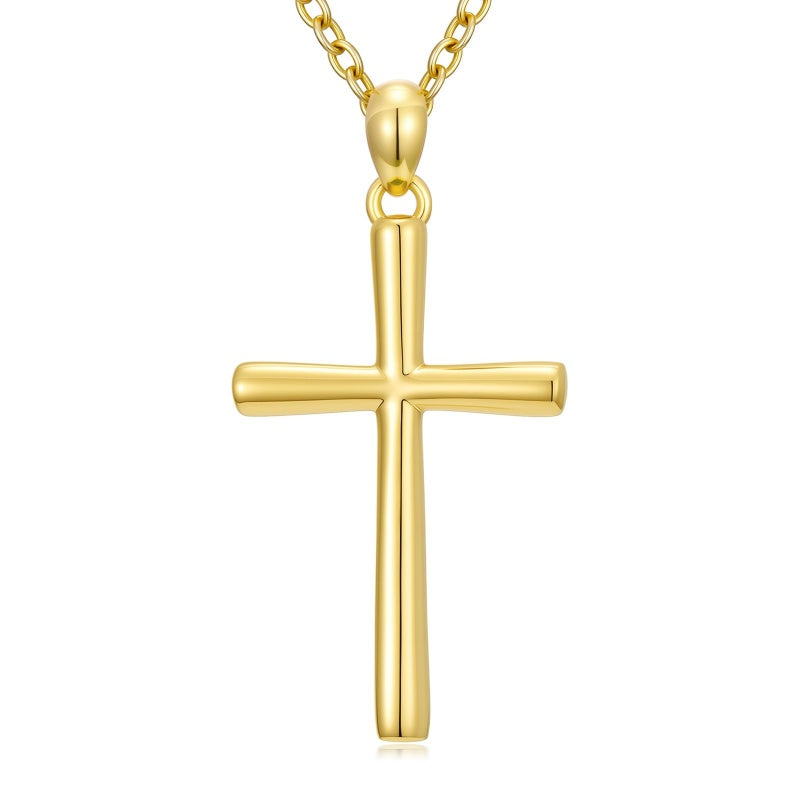14K Gold Plated Cross Pendant Necklace Faith Jewelry Gift for Women