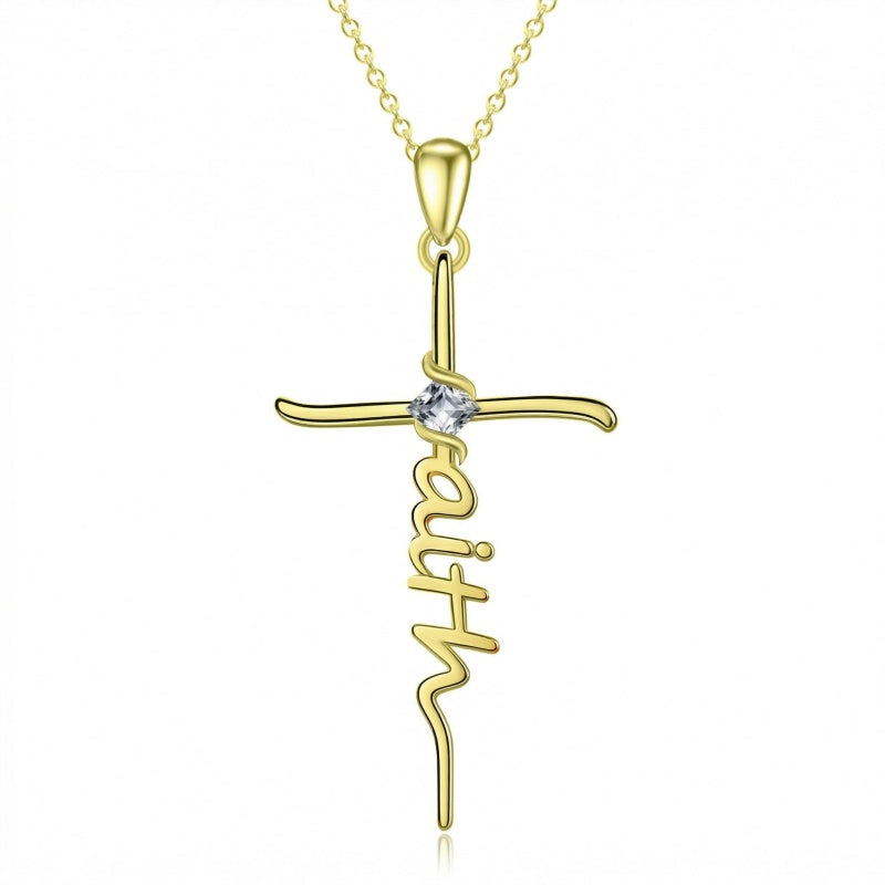 14K Gold Plated Cross Necklace for Women