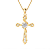 14K Gold Plated Birthstone Infinity  Cross Pendant NecklaceJewelry for Women