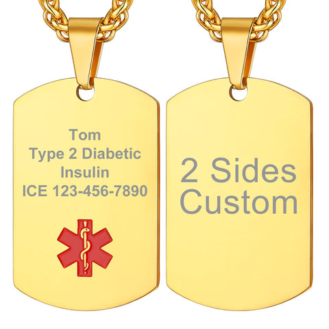 Stainless Steel Supcare Customized Engraved Medical Alert Medical Alert Necklace Necklace