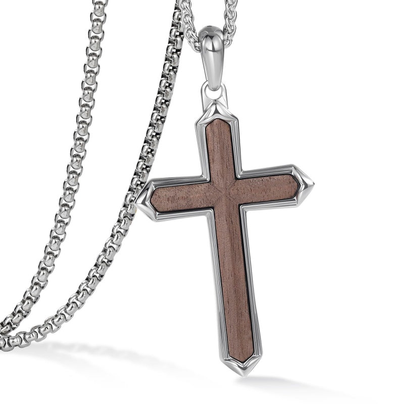 14K Gold Plated Wooden Cross Necklace  Christian Jewelry Gifts for Men