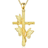 14K Gold Plated Cross Pendant Necklace for Women