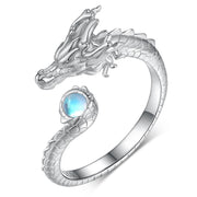 Sterling Silver Moonstone Dragon Ring