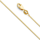 14K Real Gold Solid 1.0mm Box Link Chain Necklace with Lobster Claw Clasp