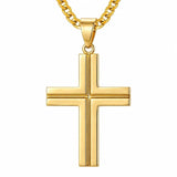 Cross Pendant Necklace for Men 14K Gold Plated Minimalist Christian Jewelry Religious Gift