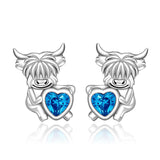 Cow Earrings Highland Cow Stud for Women Sterling Silver Scottish Western Farm Animal Lover Gifts Jewelry