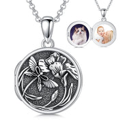 Sterling Silver Dragonfly Photo Locket Necklace