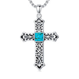 14K Gold Plated Turquoise Cross Pendant Necklace