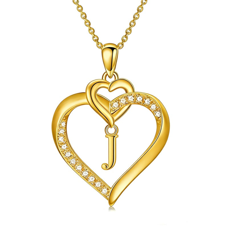 Heart Initial A-Z Pendant Necklace for 14K Gold Plated Women Initials Jewelry Gifts