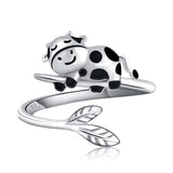 925 Sterling Silver Cute Animal Ring Adjustable Open Ring  Jewelry Gift for Women Girls