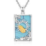 Sterling Silver Turquoise Empress The Lovers  The Moon Wheel Of Fortune The Sun Tarot Card Pendant Necklace