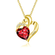 10K 14K 18K Gold Personalized Birthstone Heart Pendant Necklace