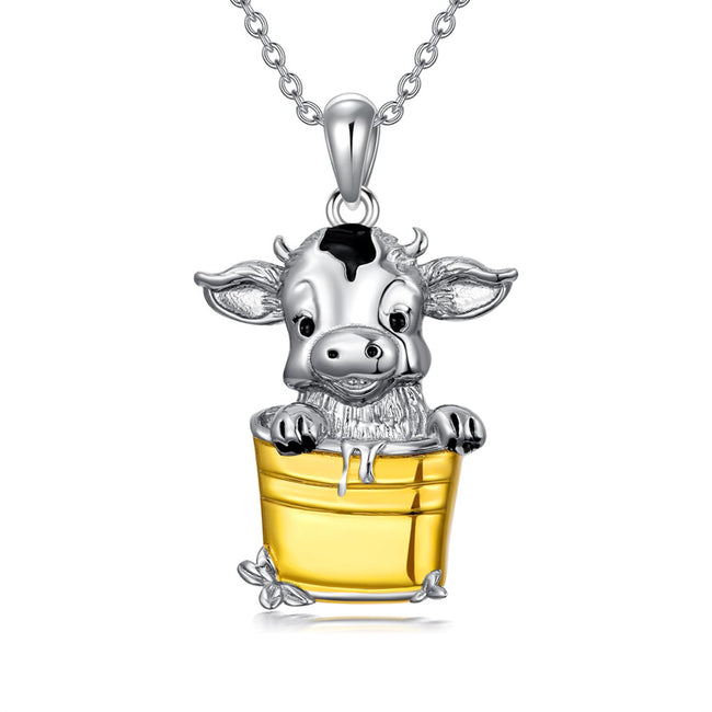Cow Necklace 925 Sterling Silver Cow Pendant Jewelry Birthday Gifts for Women Girls