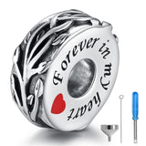Sterling Silver Cremation Urn Bead Charm for Ashes Keepsake Pendant Fit Bracelet Memorial Jewelry Gifts for Women
