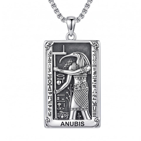 Sterling Silver Tarot Card Pendant  Necklace for Men Gothic Amulet Jewelry