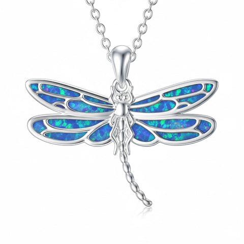 Sterling Silver Blue Dragonfly Pendant Necklace