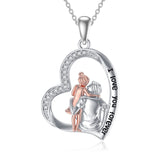 925 Sterling Silver Father Daughter Heart Pendant Necklace from Dad I Love You Forever Jewelry