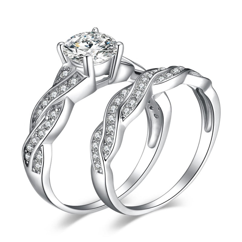 14K Gold Plated  1.5CT Cubic Zirconia  Wedding Bands Engagement Rings Promise Rings for Her