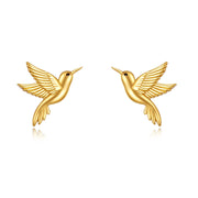 Gold Hummingbird Earrings 14k Gold Hummingbird Stud Earrings Fine Gold Mini Bird Studs Earrings Jewelry Christmas Gifts for Women Girls