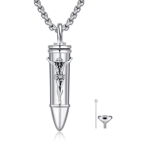 Sterling Silver Bullet Butterfly Rose Dragon Eagle Jesus Urn Necklace for Ashes