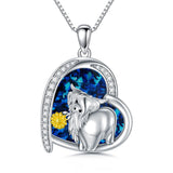 Sterling Silver Heart Highland Cow Pendant Necklace
