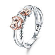 Owl Rings for Women S925 Sterling Silver Rose Gold Owls Ring Owl Jewelry Owl Gifts for Women Owl Lovers Birthday (9)