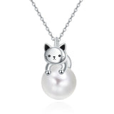 Moonstone Cat Necklace 925 Sterling Silver Cat Pendant Necklace Gift for Women Daughter Mother