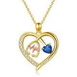 10K 14K 18K Gold Heart Birthstone Personalized Engraved Stethoscope Pendant Necklace