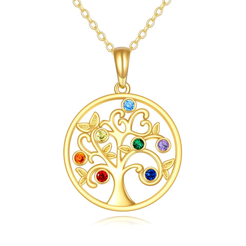 14K Solid Gold Tree of Life Pendant Necklace 14K Real Gold Jewelry Anniversary Mother's Day Birthday Gifts for Women Girls