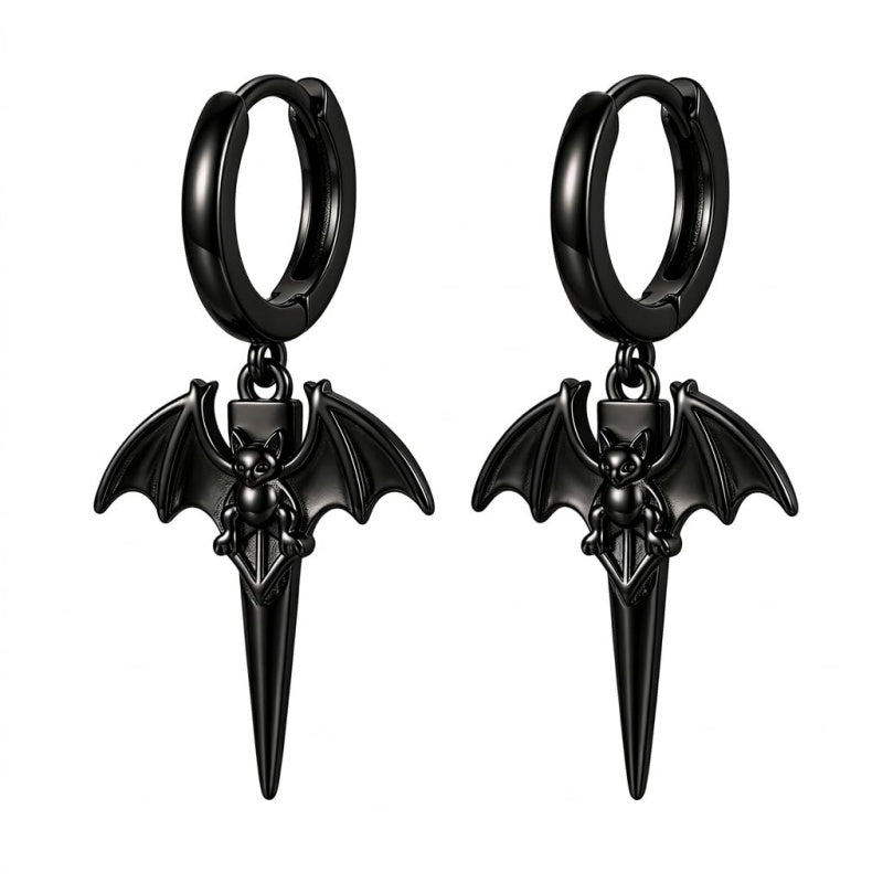 Sterling Silver Feather Arrow  Skull Spider Bat Scorpion Hoop Earrings Halloween Christmas Gift