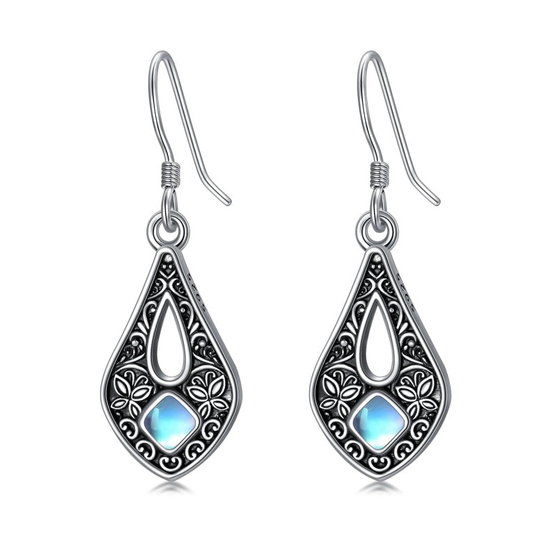 Sterling Silver Moonstone Filigree Bee Dragonfly Hummingbird Butterfly Dangle Earrings for Women Christmas Gift