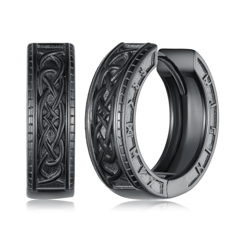 14K Gold Plated Viking  Hoop Earrings for Men