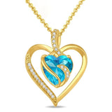 14K Gold Plated  12 Months Heart Birthstone Pendant Necklace Birthday Wedding Anniversary Jewelry Gifts for Women