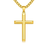 Cross Pendant Necklace for Men 14K Gold Plated Minimalist Christian Jewelry Religious Gift